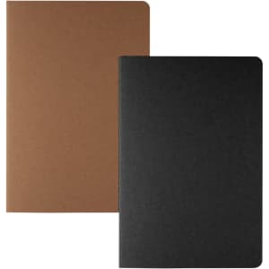 Two Eterna Notebooks, one in brown and one in black, featuring a simple design and rounded corners.