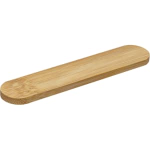 A bamboo nail file in a natural wood finish, featuring a smooth, elongated shape with rounded edges.
