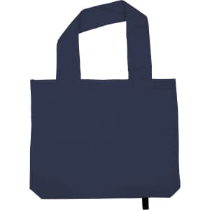 A navy blue tote bag with two shoulder straps and a simple design. Features a logo on one side.
