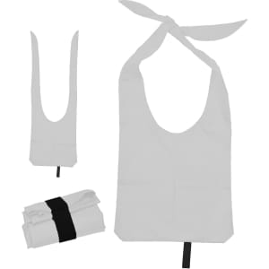 A white nylon sling bag with open handles, featuring a tie and a foldable design for easy storage.