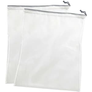 Two clear nylon mesh produce bags with drawstring closures, featuring a lightweight and breathable design.