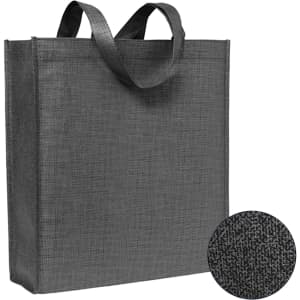 A premium patterned non-woven tote bag in black, featuring two sturdy handles and a textured design.
