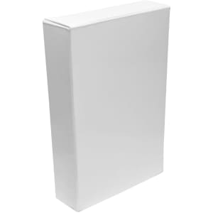 A white rectangular box containing classic playing cards, featuring a simple design without any visible branding.