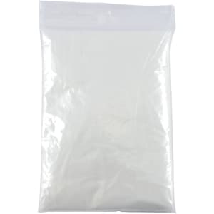 A transparent plastic bag filled with a white powder substance. The bag is resealable and appears empty.