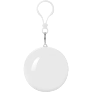 A white wind poncho with a clipped attachment, designed for outdoor leisure activities.