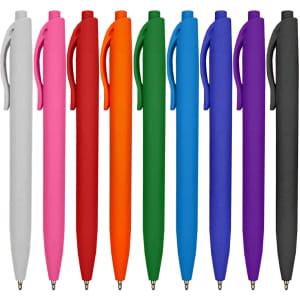A range of Lance Plastic Pens in various colours, including white, pink, red, orange, green, blue, purple, and black.