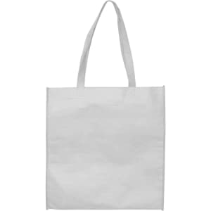 A plain white paper bag with two handles and no gusset. The bag has a simple design and features branding.