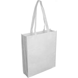 A white paper bag with large gusset and two handles, featuring a simple design with no visible branding.