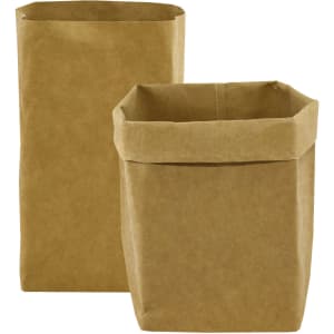 A large kraft paper storage bag in a brown colour, featuring a simple design with a foldable top.