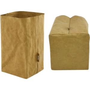 A large kraft paper storage bag in a brown hue, featuring a simple design and one side logo.