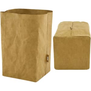 A large, brown kraft paper storage bag with a simple, rectangular design and a visible logo.