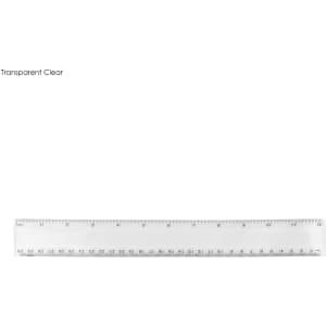 A transparent clear plastic ruler measuring 30cm, featuring measurement markings along its length.