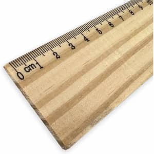 A wooden ruler measuring 30cm, featuring clear markings in centimetres along the edge.