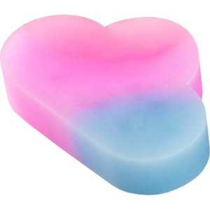 A cloud-shaped rubber eraser in pink and blue gradient colours. It has a smooth, rounded design and includes branding.
