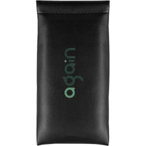 A sleek black PU pouch with a logo printed on the front. Ideal for storing small items.