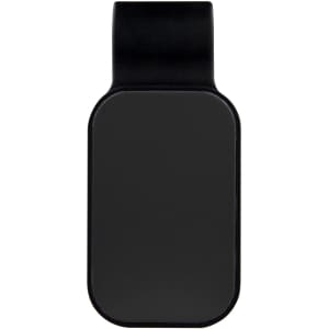 A black car visor sunglass holder with a clip for attachment. Features a smooth, rectangular design.
