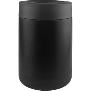 A stainless steel stubby holder in matte black with a sleek, cylindrical design and a top opening.