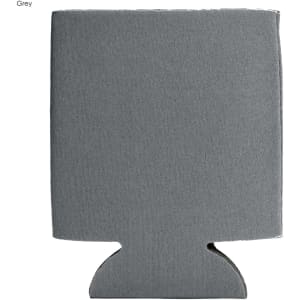 A grey foam stubby cooler featuring a cutout base and a simple design, ideal for beverage insulation.