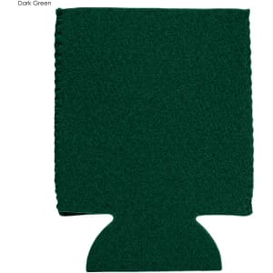 A dark green neoprene stubby cooler with a textured finish and a bottom cut-out. It features a logo or branding.