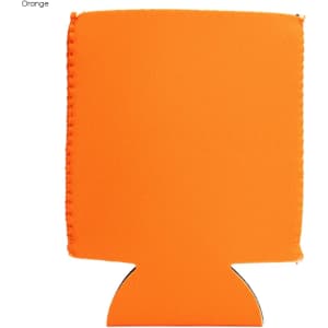 An orange neoprene stubby cooler with a simple design and a logo on it. Ideal for holding beverages.