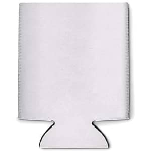 A foam stubby cooler in white, featuring a simple design and a bottom cutout for holding drinks securely.