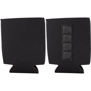 A black magnetic stubby holder with a flat base and a fabric strap on one side.