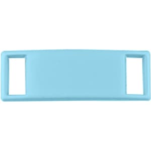A blue luxury shoelace charm with two rectangular openings. It features a simple design and has a smooth surface.