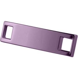 A purple classic shoelace charm with rectangular ends and a smooth metallic finish.