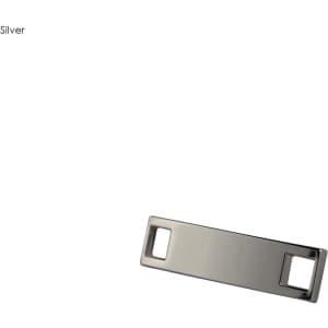A silver Classic Shoelace Charm with rectangular shape and two openings, featuring a simplistic design.