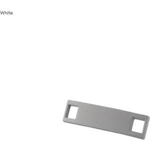 A white classic shoelace charm with two cut-out sections, featuring a simple rectangular design.