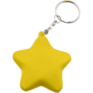 A yellow star-shaped stress key ring attached to a silver keychain.