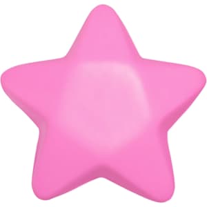 A pink star-shaped stress relief toy with a smooth surface, designed for fun and play.