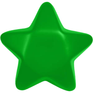 A green star-shaped stress relief product with a smooth, glossy finish and a simple design.