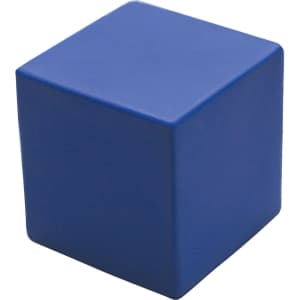 A blue stress cube with a smooth exterior, designed as a fun stress relief product.