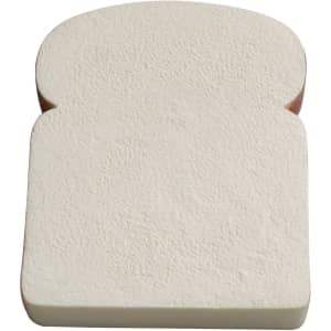 A squishy stress relief shape designed like a slice of bread, featuring a beige colour with a textured surface.