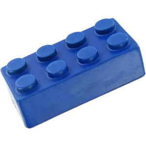A blue stress building block with eight raised dots on top, designed for stress relief and tactile engagement.