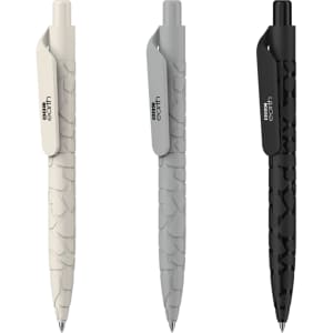 Three Marko Stone Pens in white, grey, and black, featuring textured grips and clips with a logo.