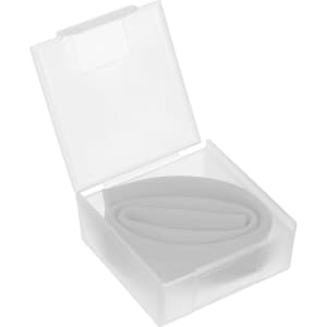 A silicone straw in white, neatly stored in a transparent protective case.