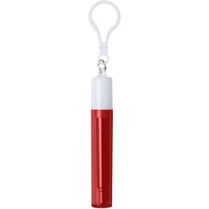 A retractable metal straw in red with a white cap and a clip for easy attachment.
