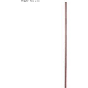 A straight stainless steel straw in rose gold, 6mm x 215mm, with a logo visible on the surface.
