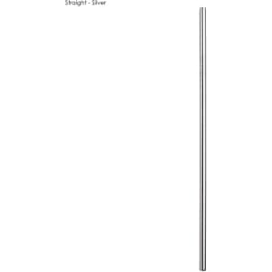 A stainless steel drinking straw in silver, measuring 6mm x 215mm, with a logo visible on the surface.
