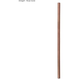A stainless steel drinking straw in rose gold, straight design, featuring a branding logo.