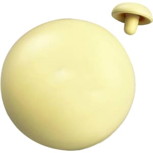 A stress toy shaped like a mushroom in pale yellow, featuring a smooth, rounded cap and a small stem.