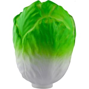A green and white stress cabbage, shaped like a cabbage head, featuring a textured surface and a glossy finish.