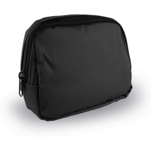 A black Go-Mate Belt Bag with a zippered closure and a smooth, matte finish. Features branding on the exterior.