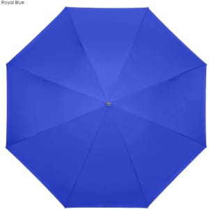 A royal blue inverted umbrella with an octagonal design, featuring a central button and no visible logos.