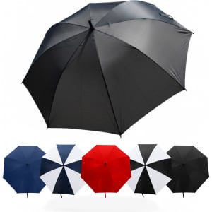 A range of York Umbrellas in various colours: black, red, navy, white, and a black and white combination.
