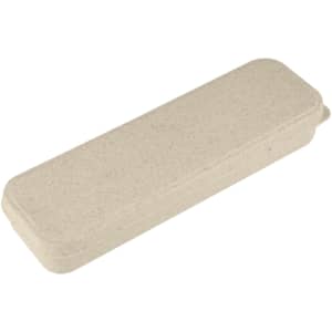 A light beige case for a utensils set, made from wheat straw material, with a smooth surface and rounded edges.