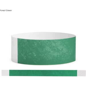 A forest green Tyvek adult wristband, 25mm wide, featuring a textured design and a single white section.