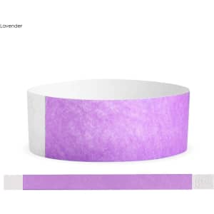 A lavender Tyvek adult wristband, 25mm wide, featuring a smooth texture and a secure fastening.